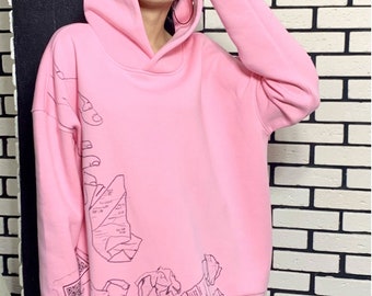 Basic Fleece Oversized Hoodie, Unisex hoodie, comfortable printed hoodie, designer clothes, designer print