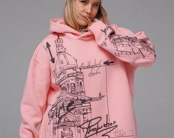 Cozy and Cute: Oversized Pink Hoodie Mock Up - Organic Cotton Fleece Winter Clothing