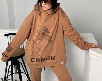 Unisex hoodie in brown color, Coffee Hoodie Mock up Oversized, Comfortable printed hoodie, designer clothes, designer print