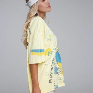 Yellow printed tshirt, ukrainian t-shirt , cotton shirt, printed t-shirt, abstract print, ukrainian design, designer print image 2