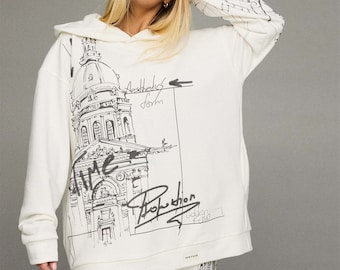 White Oversized Hoodie Mock up, Unisex hoodie, comfortable printed hoodie, designer clothes, designer print