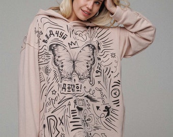 Oversized Hoodie Mock up, Unisex beige hoodie, comfortable printed hoodie, designer clothes, designer print