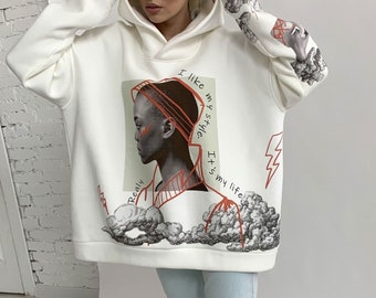 Casual Oversized Hoodies whith stylish print - Streetwear Printed Hoodie Mock up