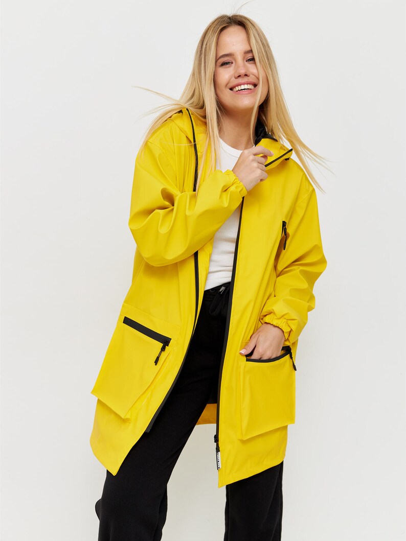Women's Raincoat, Colorful Style, Women's Active Wear, Yellow Raincoat