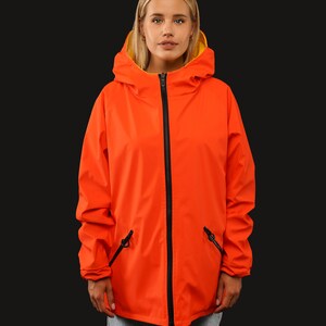 Dual-Tone Unisex Raincoat Sunshine Yellow & Vibrant Orange Ukrainian Craftsmanship image 5