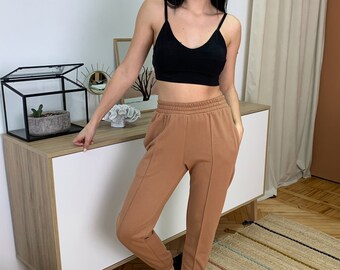 Brown joggers & hoodies, women's sportswear, activewear, stylish joggers, brown joggers, natural cotton pants, stylish designer joggers