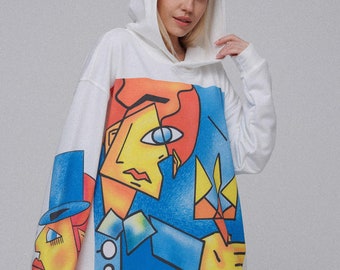 Ukraine Colorful Hoodie with print Trident, Oversized Hoodie Mock up, Unisex white hoodie, comfortable printed hoodie, designer print