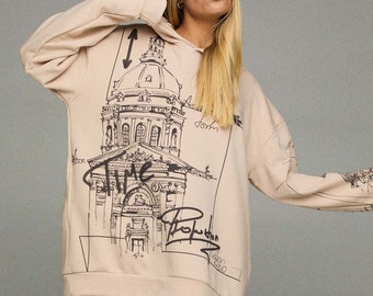 Oversized Hoodie Mock up, Unisex beige hoodie, comfortable printed hoodie, designer clothes, designer print