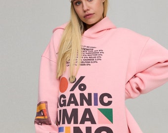 Cozy and Cute: Oversized Pink Hoodie Mock Up - Organic Cotton Fleece Winter Clothing