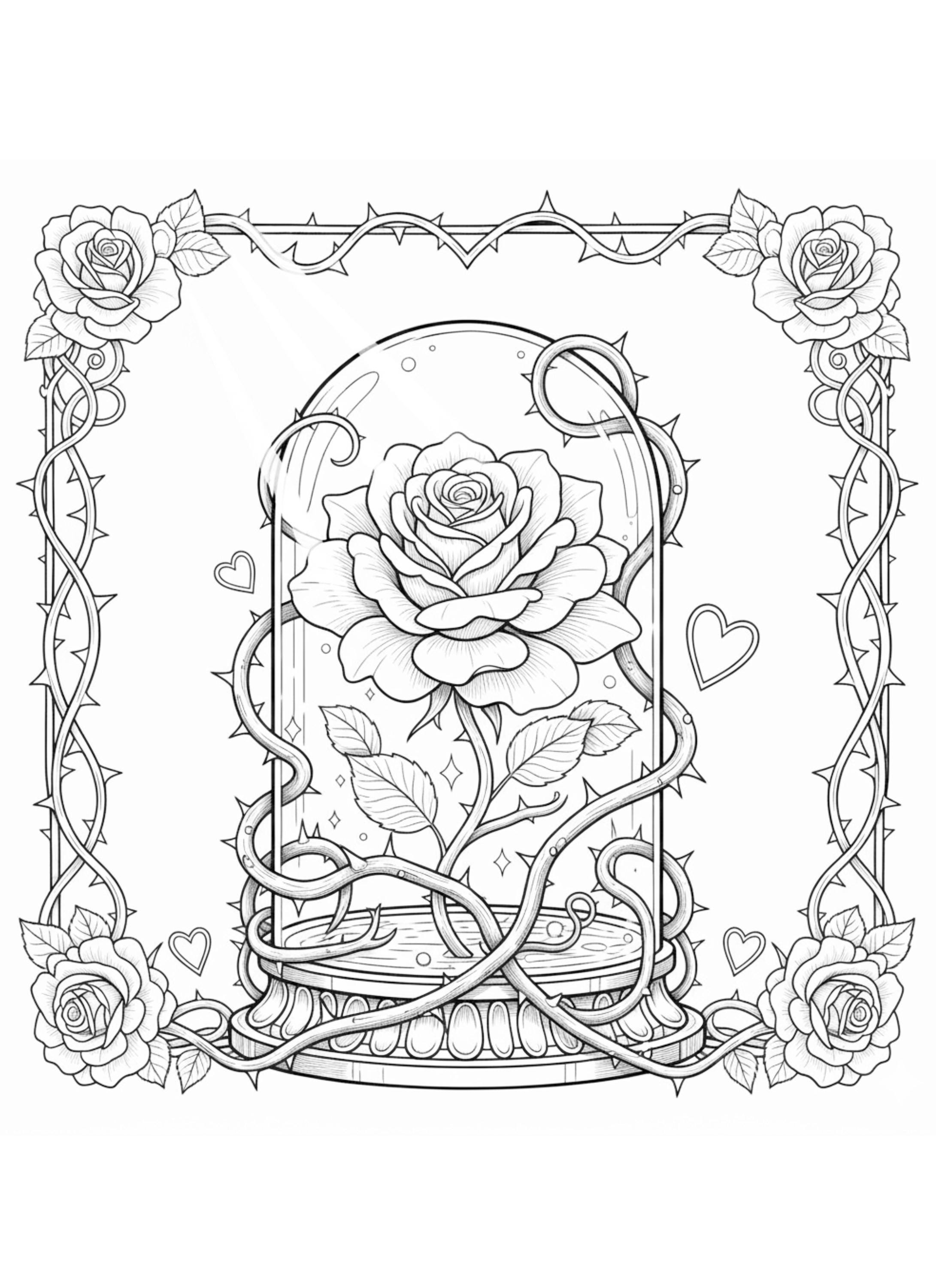 Gothic Roses To Color Enchanted Gothic Rose Printable Coloring Page for Adults Romantic ...