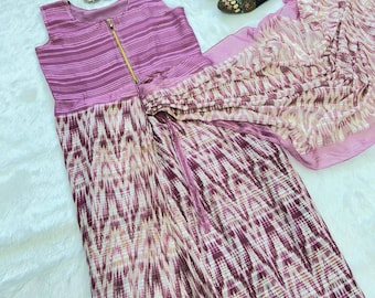 Printed Silk Gown Saree: Zip and Go, Ready To Wear