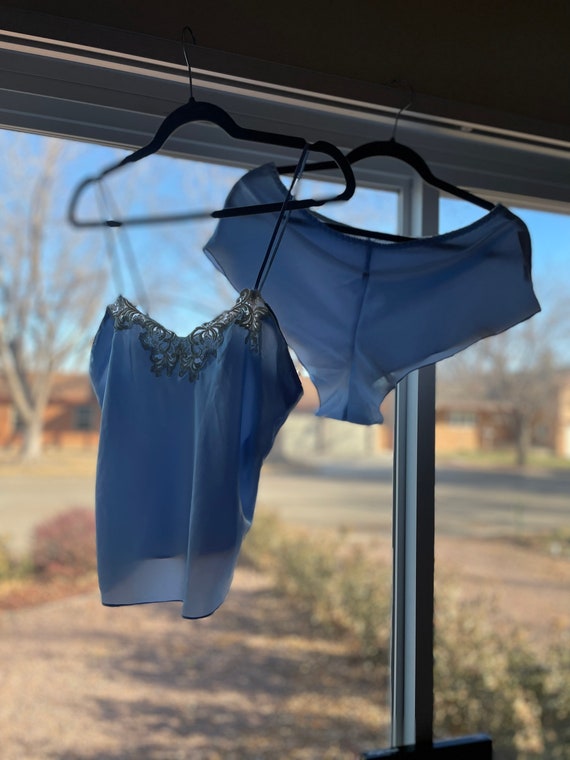 1990s Victoria’s Secret Ice Blue Satin Lace Linger