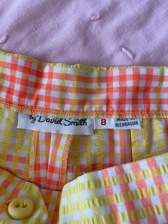 1970s NOS Bright Orange Yellow Pink Plaid High Wa… - image 4