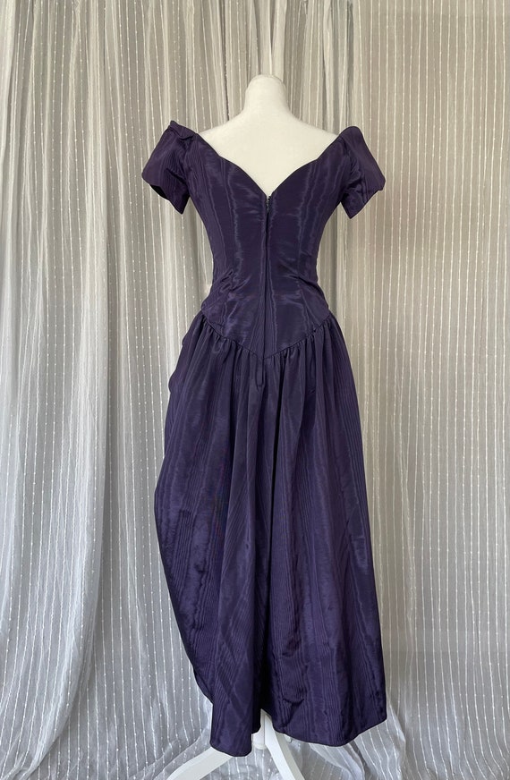 1950s Does 1890s Purple Moire Taffeta Gown XS Sma… - image 6
