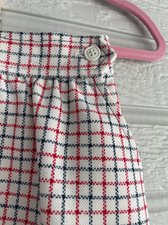 1970s A Line Skirt Red White Blue Grid Check Prin… - image 3