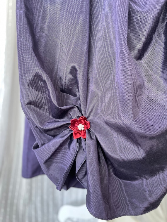 1950s Does 1890s Purple Moire Taffeta Gown XS Sma… - image 5