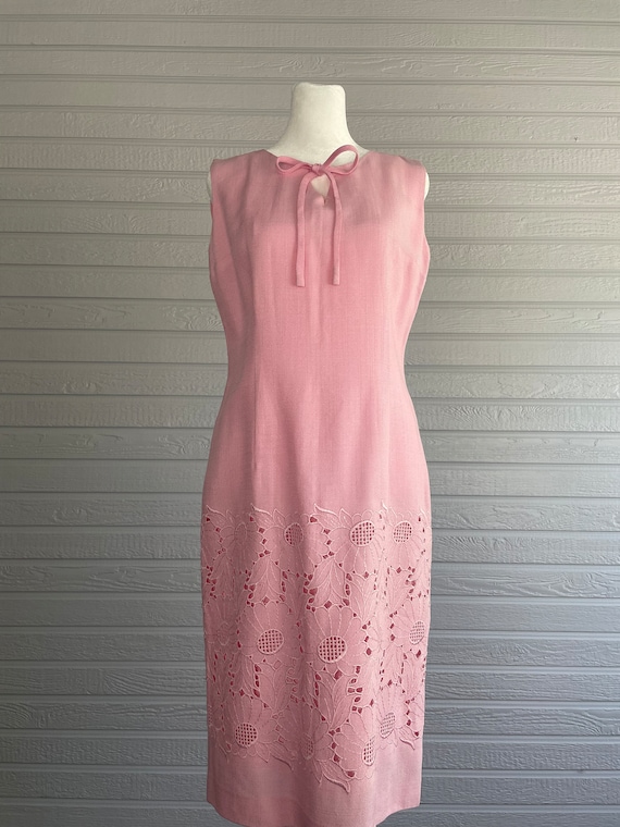 1950s 1960s Erwastil Petal Pink Pencil Day Dress … - image 1