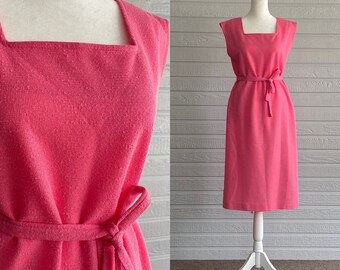 1960s Hot Pink Knit Dress Small Medium