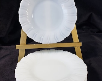 Set of 8, Vintage/Antique Corning Milk Glass Princess or Princess Swirl 8 1/2&quot; Small Dessert or Side Plates