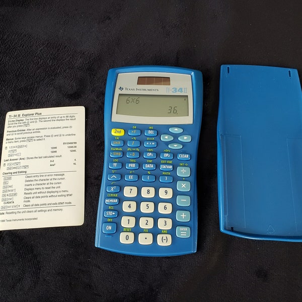 Solar Texas Instruments Calculator ~ TI-34 II Explorer Plus Scientific Calculator with original information sheet