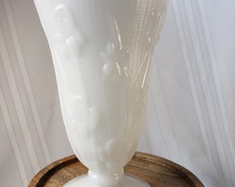 Vintage Jeanette Glass Milk Glass Vase in the Iris and Herringbone Pattern
