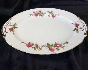 VINTAGE 1950'S Discontinued Royal Rose Fina China Crafted in Japan ~ 14" Oval Platter in Pre-owned/Like New Condition
