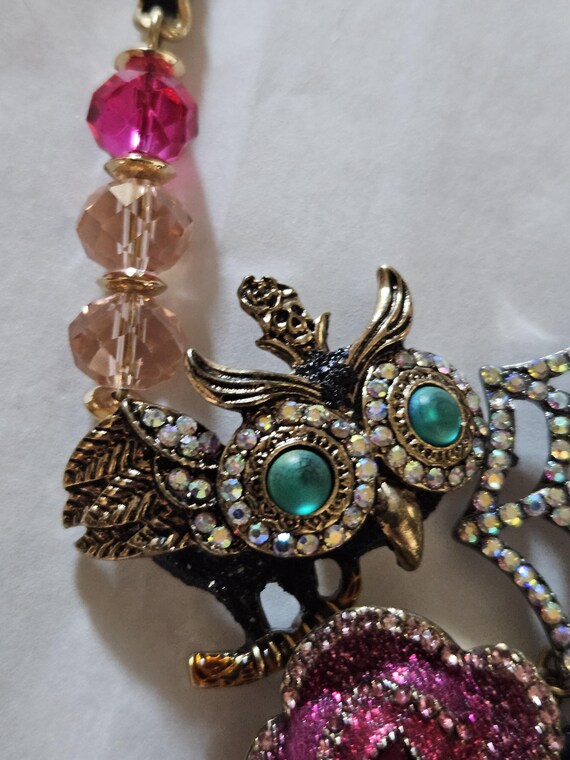 Collier Betsey Johnson Tête De Mort Avec Strass Roses – Métal Doré