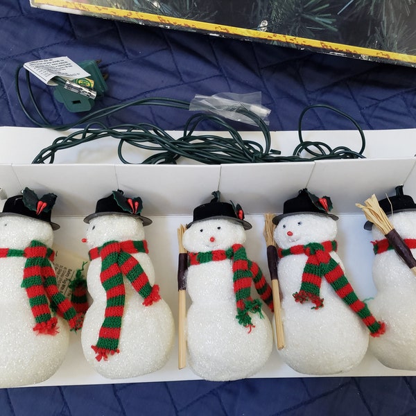 Lot of three Vintage 6' Frosted Snowman String Lights - 3 strands available