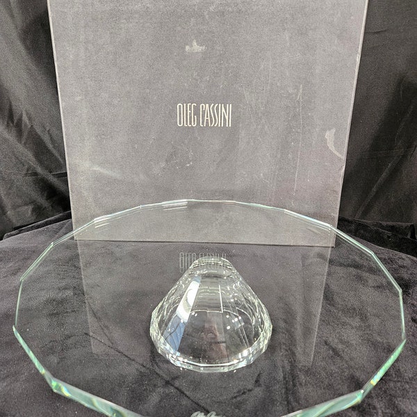 Vintage Oleg Cassini Crystal Pedestal Server, Cake, or Dessert Stand.