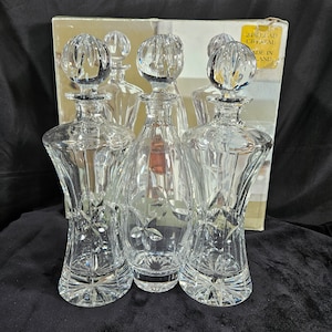 Vintage Set of 3 Towle MCM 24% Lead Crystal Decanters