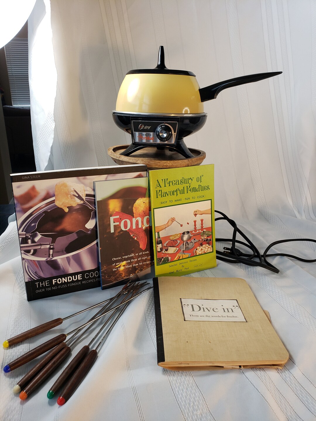 Vintage Electric Oster Fondue Pot, Fondue Forks, and 4 Cookbooks Etsy