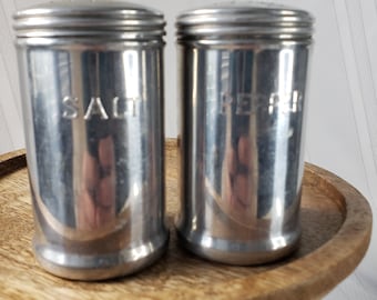 Vintage Set of Aluminum Salt & Pepper Shakers