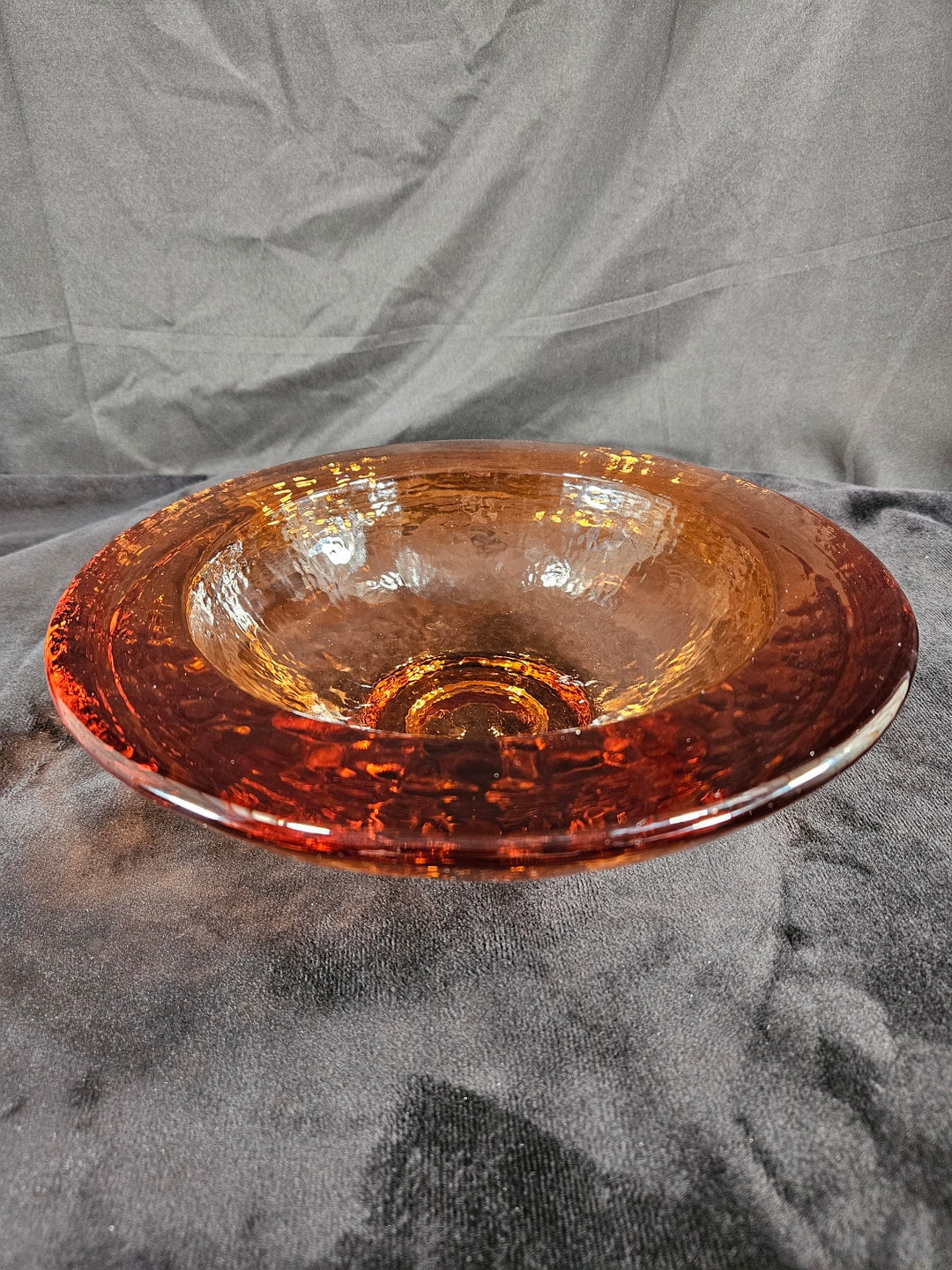 Rare Vintage Fire & Light 10 1/2 Wide Lipped Bowl in the Color Copper