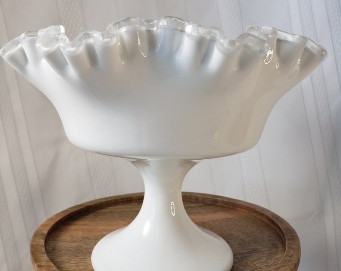 Vintage Milk Glass Pedestal Vases or Planter Set Etsy