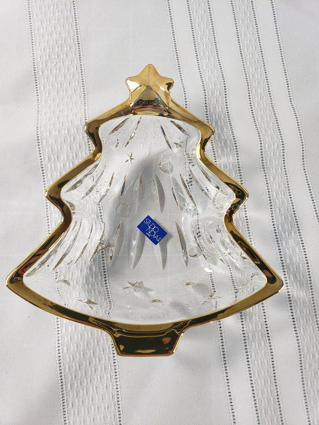 6 Studio Nova Crystal Evergreen Tree Bowl With Gold Trim Etsy