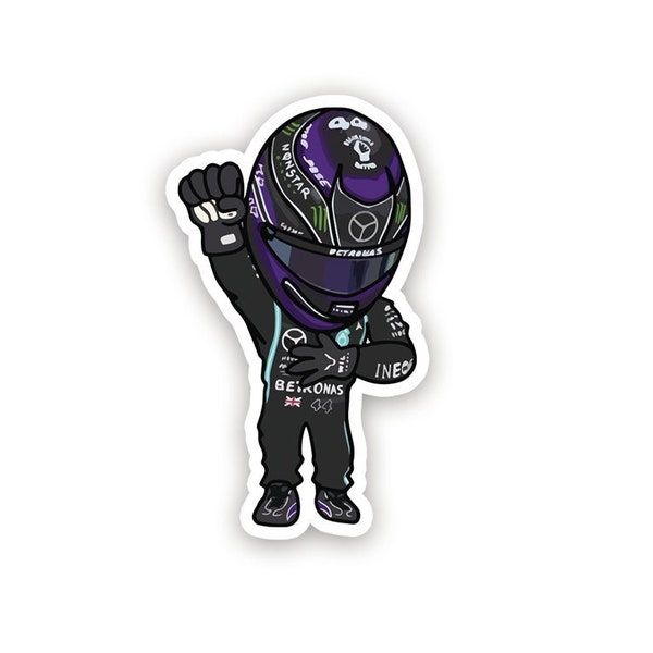 Lewis Hamilton Mercedes F1 Formula One Chibi Cartoon - Color Sticker