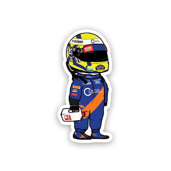 Lando Norris Mclaren F1 Formula One Chibi Cartoon - Color Die Cut Vinyl Waterproof Sticker for laptop, mobile, water bottle, helmet