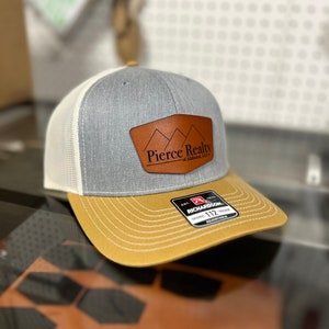 Custom Leather Patch Hats, Logo Hats, Laser Engraved Leather Patch, Company Logo Hat, Personalized Hats, Business hat, group hats,