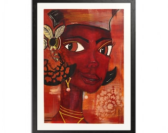 Flossie’s Saffron Soul – Acryl-Malerei auf 23x30 cm Papier | Mutige feminine Wandkunst | Einzigartiges Original