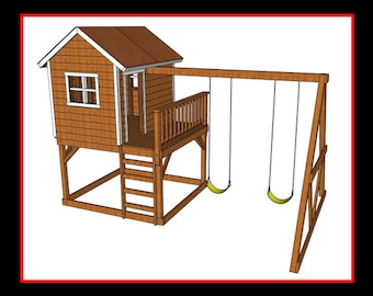 8X8 Sideways Playhouse w/ Swing-Set Plans PDF