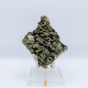 Forest Quartz Crystal - Epidote with Quartz Crystals - Forest Epidote Quartz - RARE Crystal