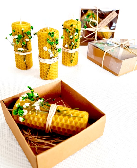 Natural Beeswax Candle Favors: Wedding, Bridal Shower, Sweet16, Christening, Baptism, Communion Gifts