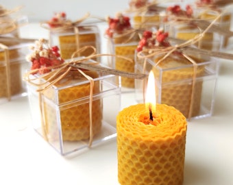Wedding Favors Beeswax candle, Natural gift for Bridal Shower, Birthday Party, Anniversary gifts, Sweet 16 for guest