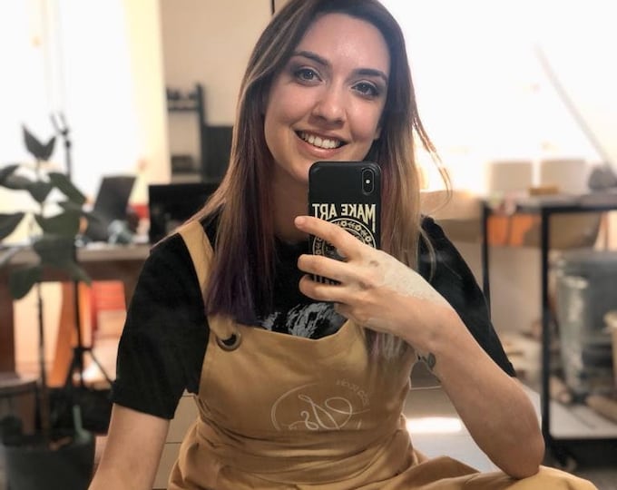 Personalized Pottery Apron, Custom Logo Ceramic Artist Apron, Cross Back Studio Workwear Gift
