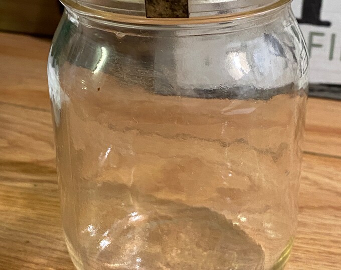 Vintage Weck Jar, Farm Family, Glass Lid, Metal Clasps, Canning Jar