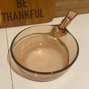 Amber Sauce Pan, Vintage Corning Sauce Pan, 1 Pint, Visions, Cookware, Glass Pots