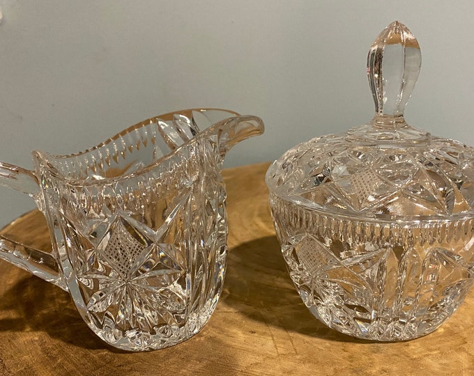Vintage Crystal Sugar and Creamer Set Coffee Bar Tea Party Etsy