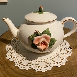 Rose Telaflora Teapot, 3D Rose, Vintage, Tea Party, Teatime, Bridal Shower, Ladies Luncheon, Rose Decor, Tea Sets
