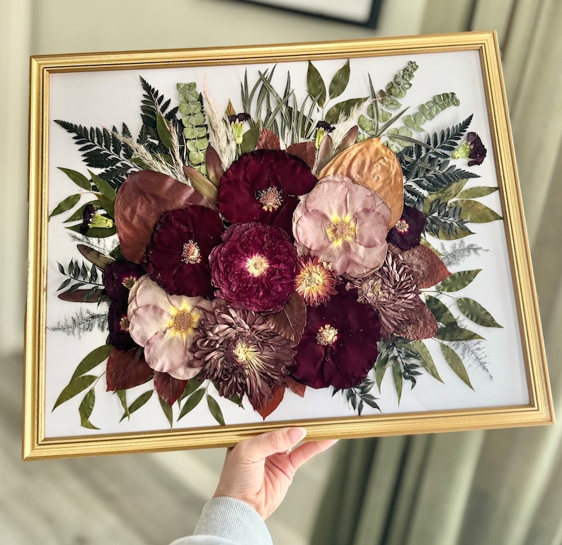 Wedding Bouquet Preservation, Pressed Bridal Bouquet, Preserved Wedding Bouquet, Memorial Service Flower, Pressed Flower Frame image 6