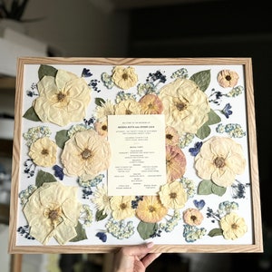 Wedding Bouquet Preservation, Pressed Bridal Bouquet, Preserved Wedding Bouquet, Memorial Service Flower, Pressed Flower Frame 16x20 Natural Wood